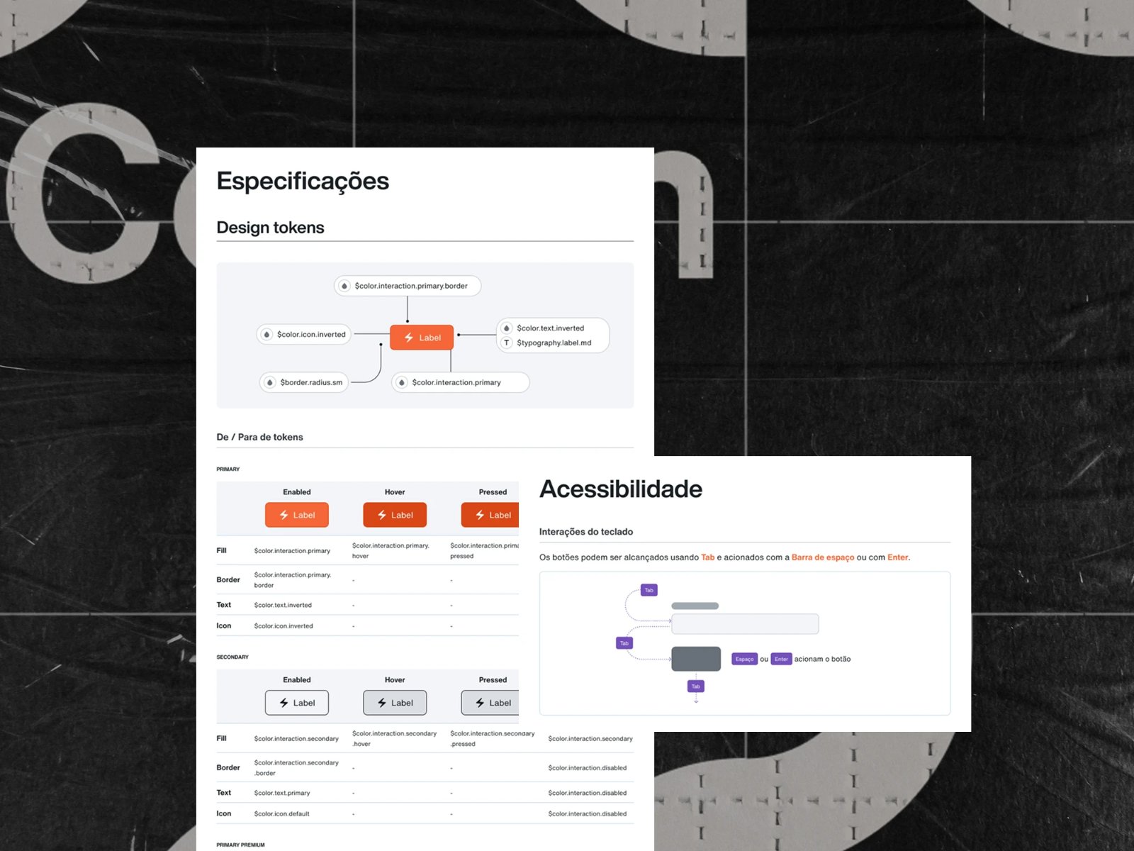 Every component's documentation package: anatomy, design-token specs, content guidelines, and accessibility interactions, the standard all 72+ components had to meet.